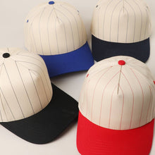 Load image into Gallery viewer, Two-Tone Pinstripe Canvas Trucker Hat