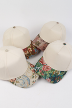 Load image into Gallery viewer, Floral Print Brocade 5 Panels Two Tone Baseball Cap