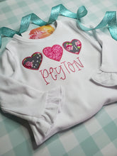 Load image into Gallery viewer, Girl's Heart Trio Valentine's Day Applique Shirt
