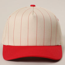 Load image into Gallery viewer, Two-Tone Pinstripe Canvas Trucker Hat
