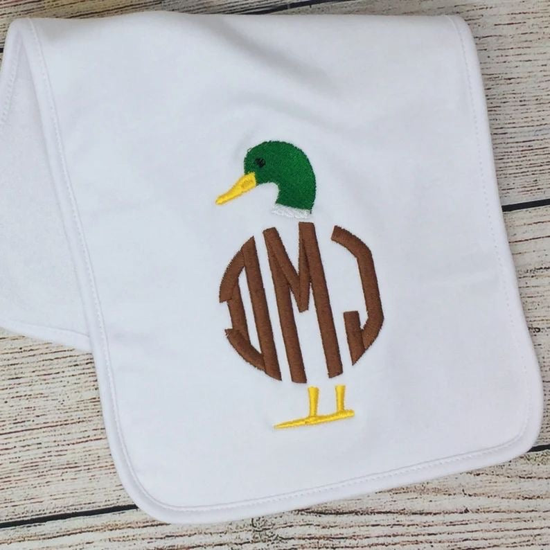 Duck Monogram Burp Cloth