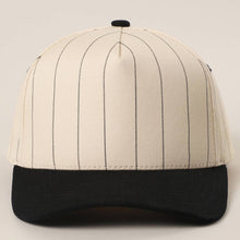 Load image into Gallery viewer, Two-Tone Pinstripe Canvas Trucker Hat
