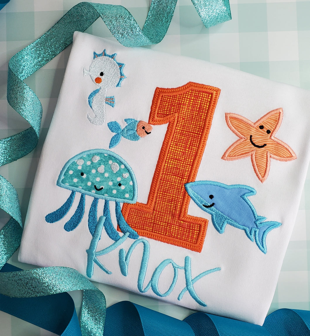 Sea Friend's Birthday Applique Shirt