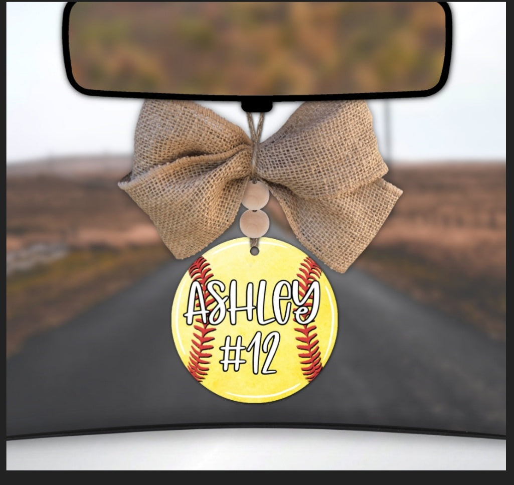 Softball Car Charm